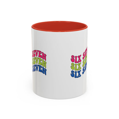 Six Seven Retro Accent Coffee Mug — Colorful 11/15oz Ceramic Tea Cup