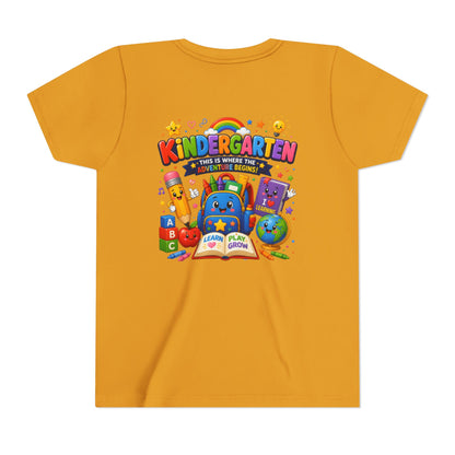 Kindergarten Kids T‑Shirt — 'Kindergarten: This Is Where the Fun Begins' Colorful Back-to-School Tee