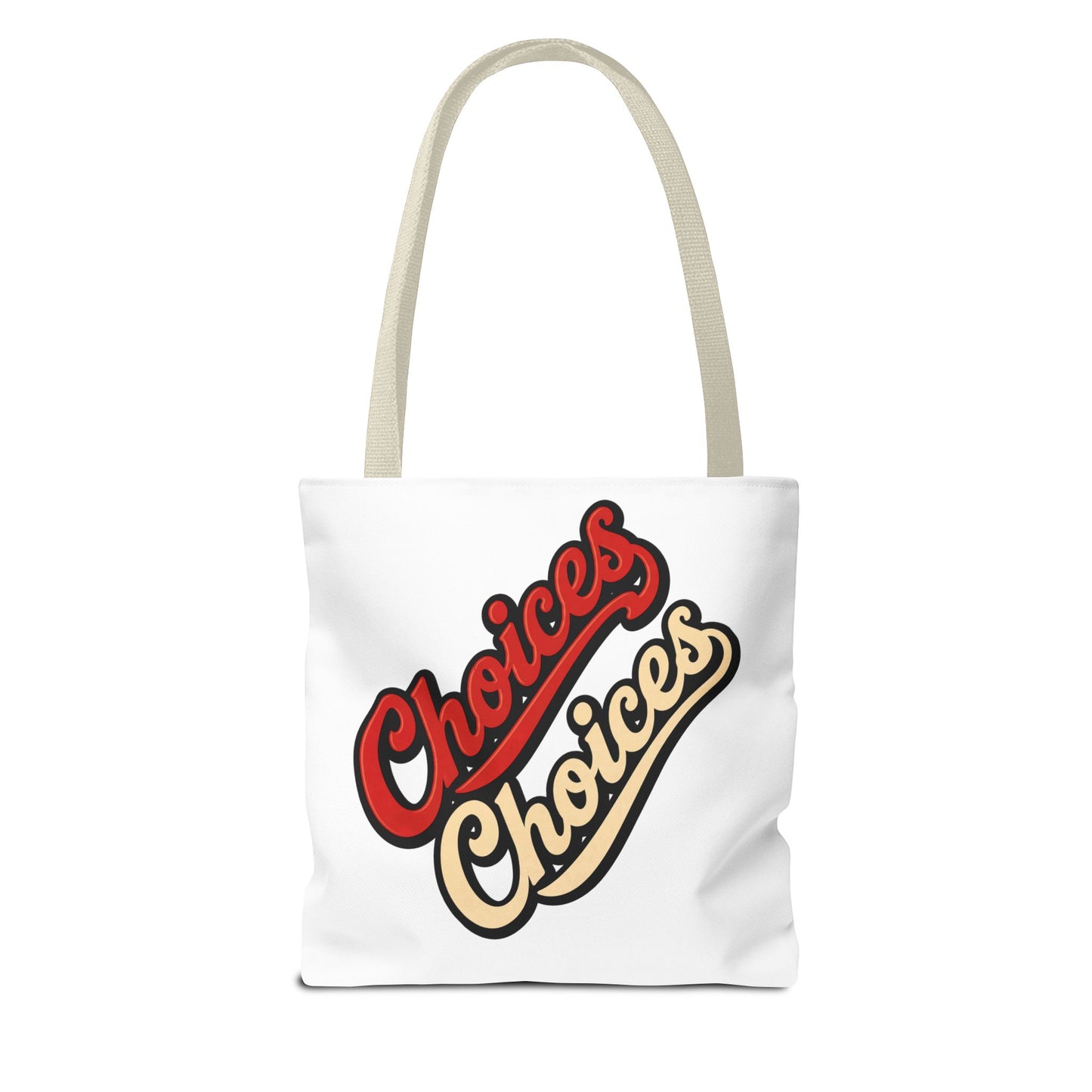 Choices Retro Script Tote Bag — Vintage Two-Tone Typography Canvas Tote