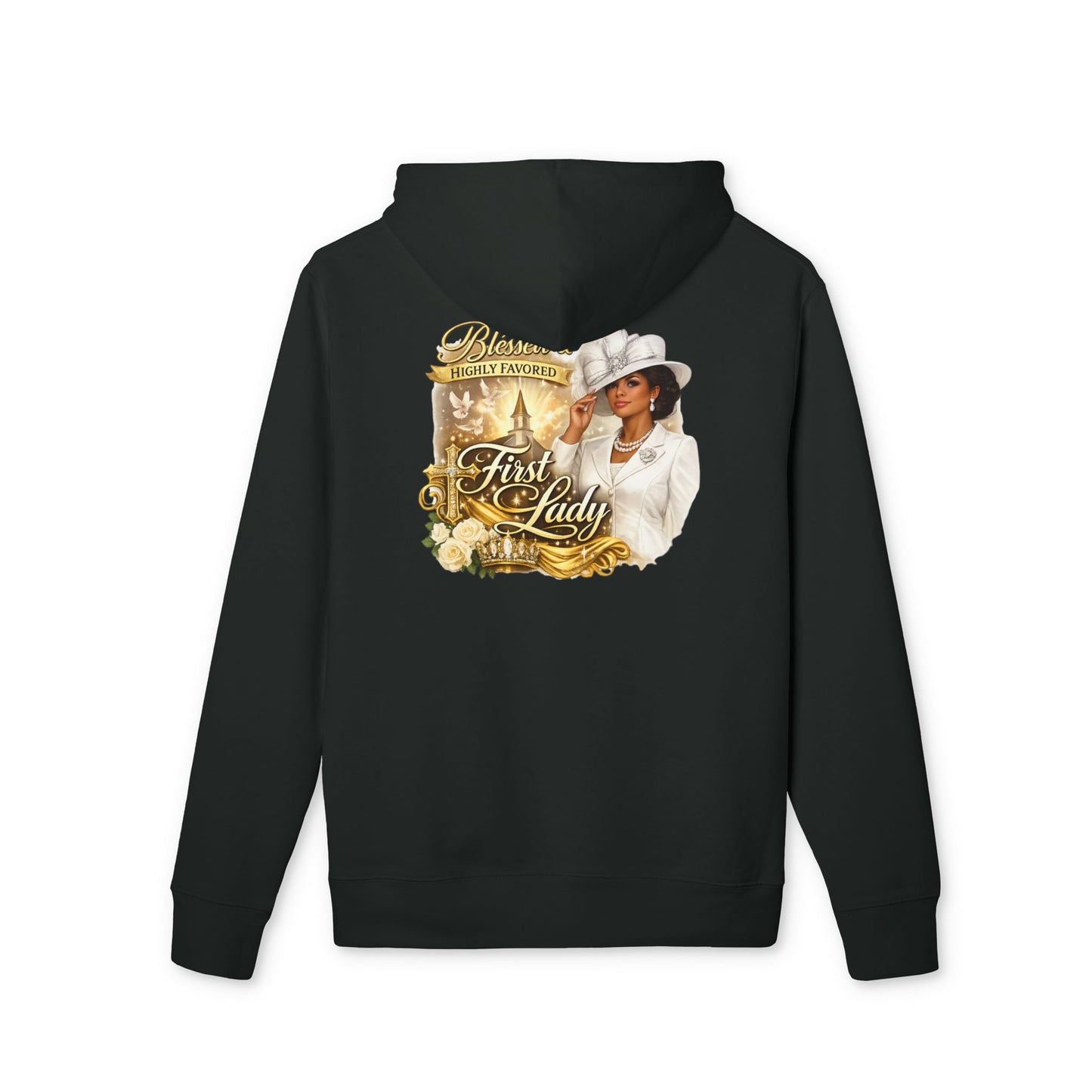 First Lady Portrait Hoodie — Elegant Gold Rose Graphic
