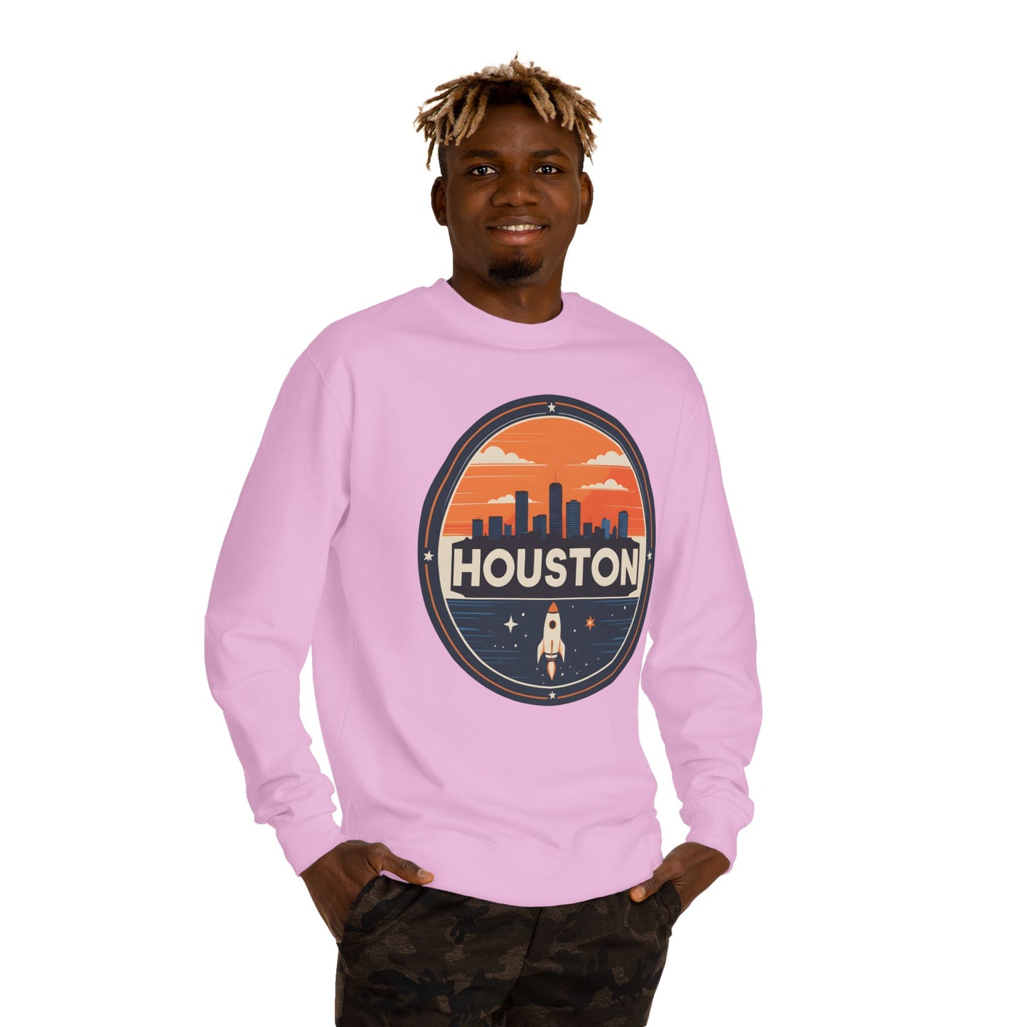Houston Rocket Patch Sweatshirt — Retro Space City Crewneck