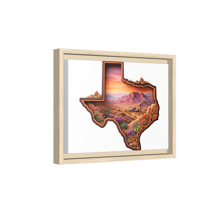 Framed Texas Landscape Matte Canvas — Desert Sunset State Art Print