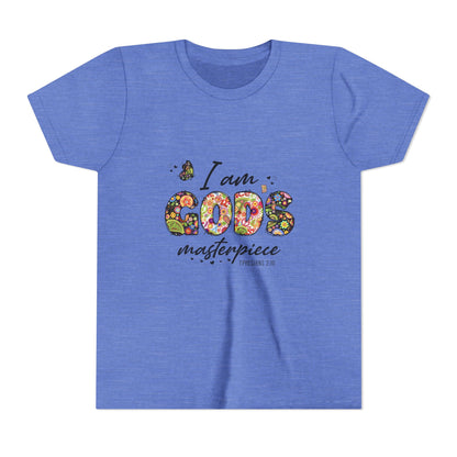 I Am God’s Masterpiece Youth Tee — Floral Christian Inspirational Shirt