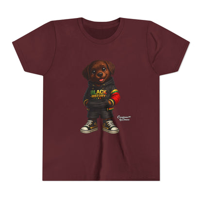 Youth Tee — Cute Puppy 'Black History' Graphic Shirt