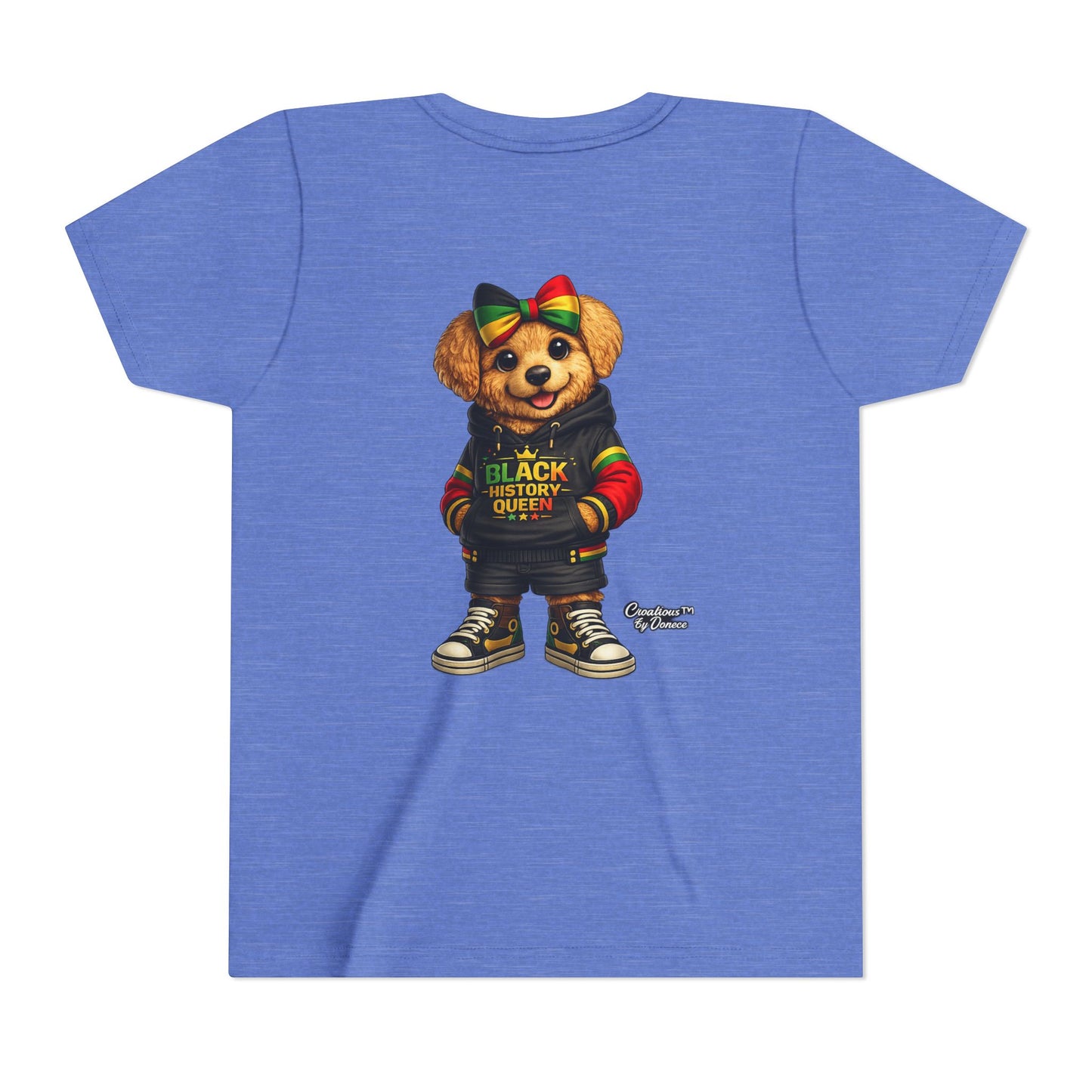 Youth Tee — Black History Queen Bear Graphic T-Shirt