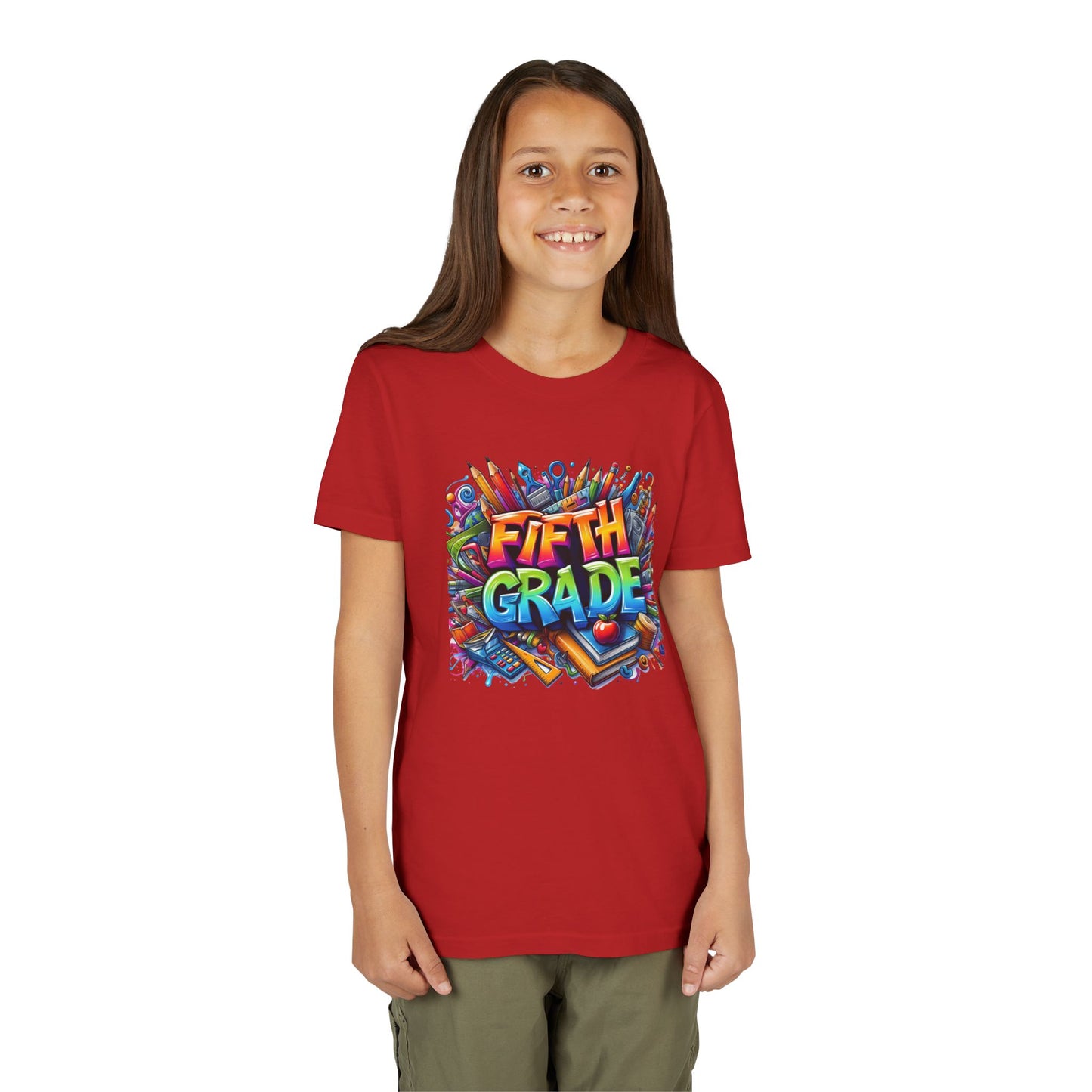 Fifth Grade Kid's Tee - Colorful School Supplies Back to School T-Shirt