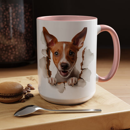 Basenji Puppy Peeking Accent Coffee Mug — Cute Dog Lover Gift (11/15 oz)