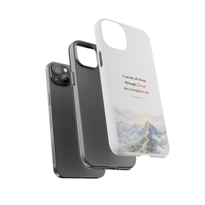 Christian Phone Case – “I Can Do All Things Through Christ” Inspirational Tough Case