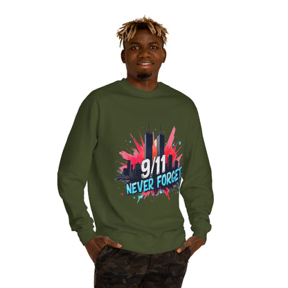 9/11 Never Forget Sweatshirt - Tribute Crewneck with Twin Towers Graphic