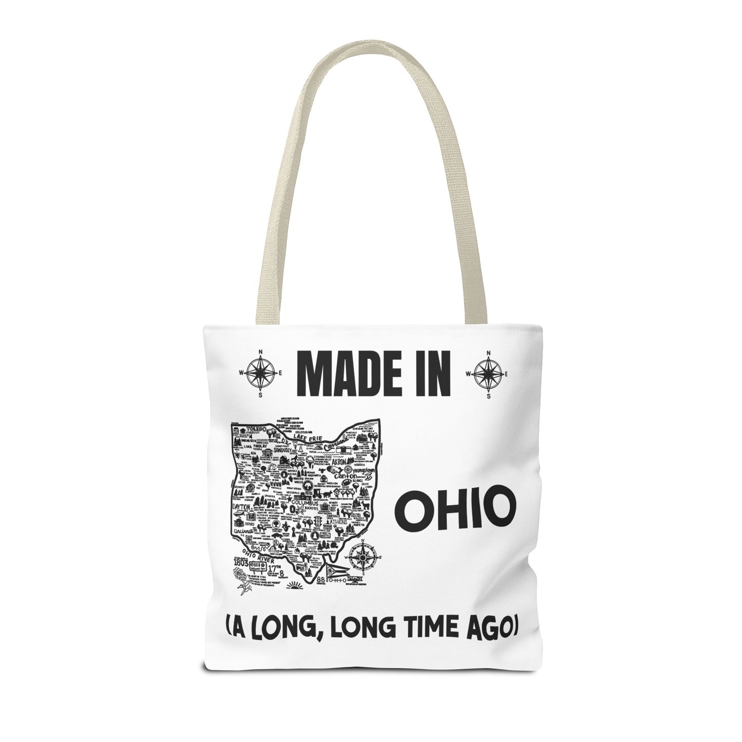 Made in Ohio Tote Bag — Vintage Map Design "A Long, Long Time Ago"