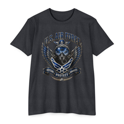 U.S. Air Force Skull Wings T-Shirt — Defend Protect Dominate Military Tee