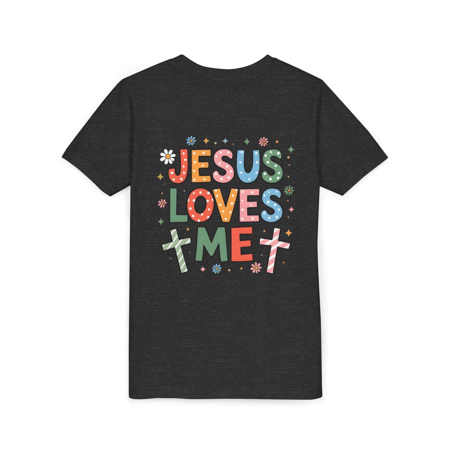Youth Tee — "Jesus Loves Me" Colorful Christian Kids T-Shirt