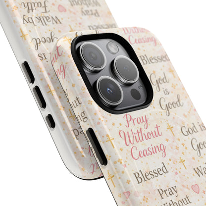 Christian Faith Magnetic Phone Case — "Pray Without Ceasing" Patterned Tough Case