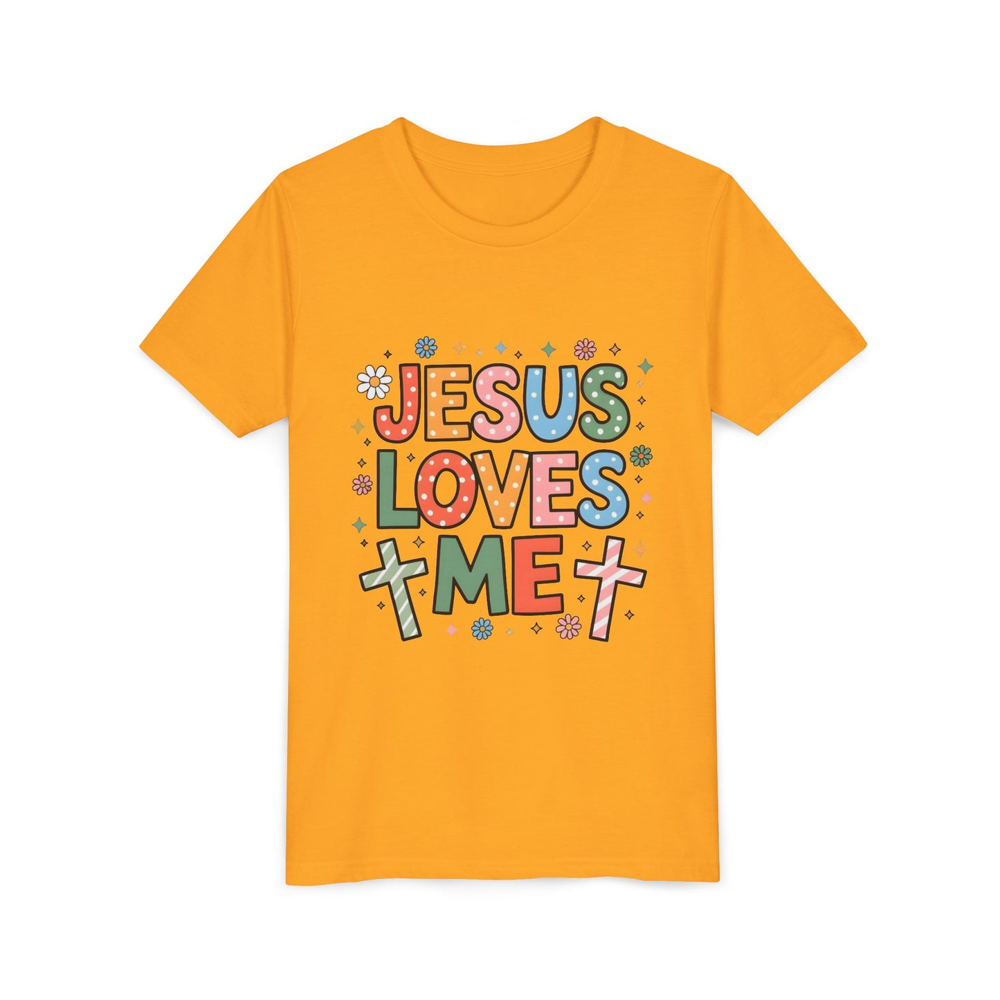 Youth Tee — "Jesus Loves Me" Colorful Christian Kids T-Shirt