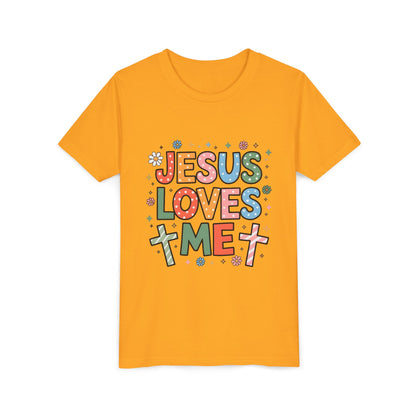 Youth Tee — "Jesus Loves Me" Colorful Christian Kids T-Shirt