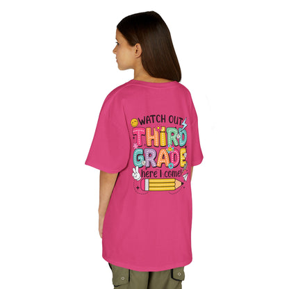 Third Grade Back to School Kids Tee — "Watch Out Third Grade Here I Come"