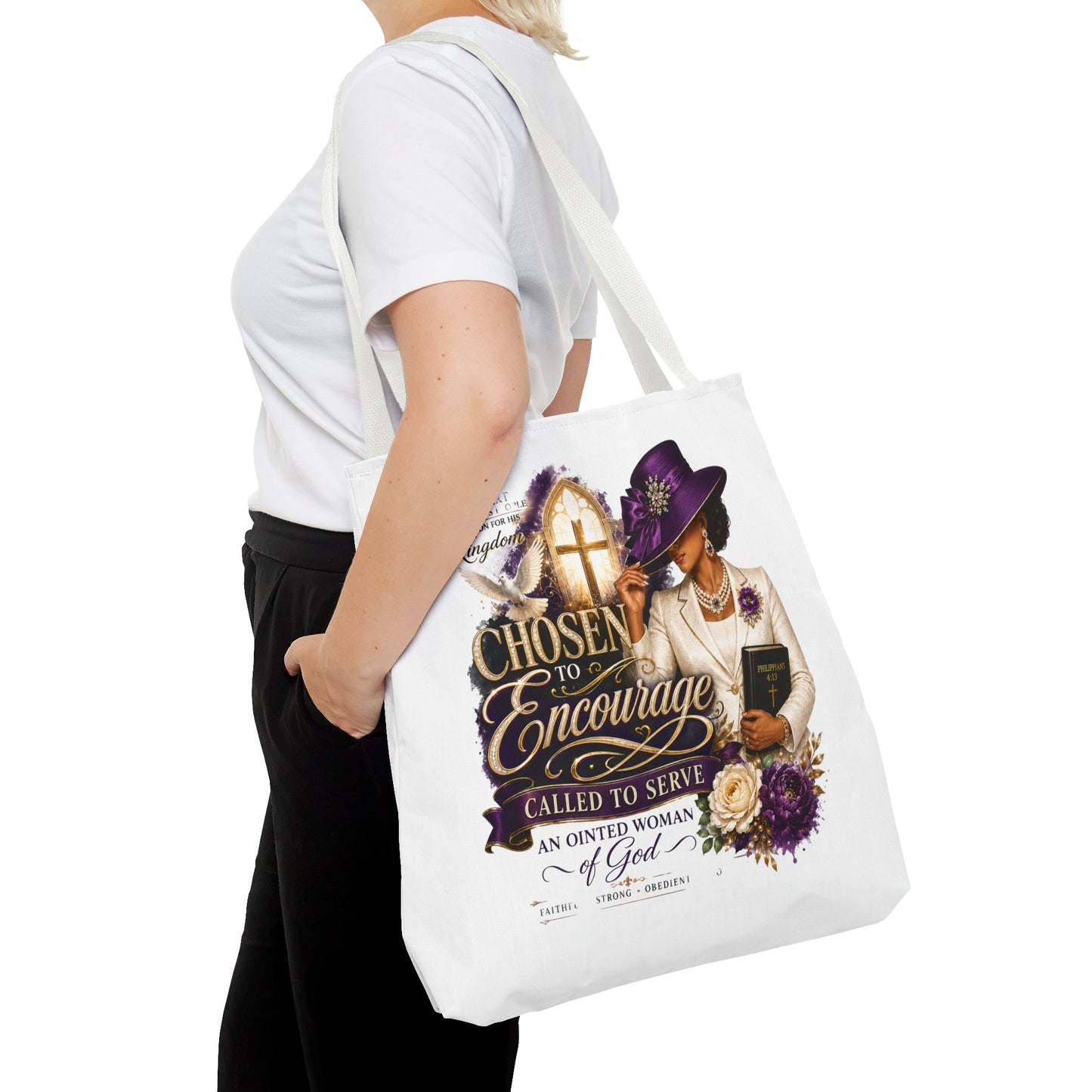 Christian Encourager Tote Bag — "Chosen to Encourage" Design