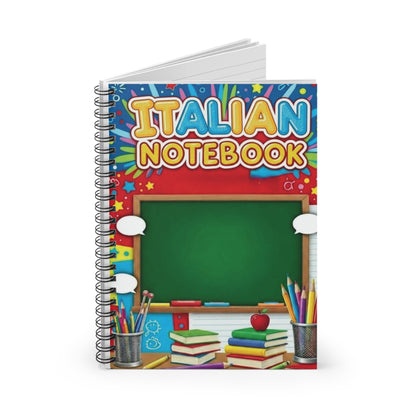 Italian Notebook Spiral Notebook — School Chalkboard Design, Ruled Pages for Students