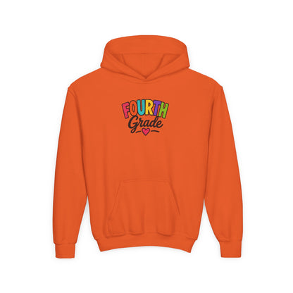 Fourth Grade Hoodie — Colorful Kids School Sweatshirt (“Fourth Grade” with Heart)