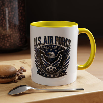 U.S. Air Force Eagle Coffee Mug – "Aim High" Accent Ceramic Mug (11/15oz)