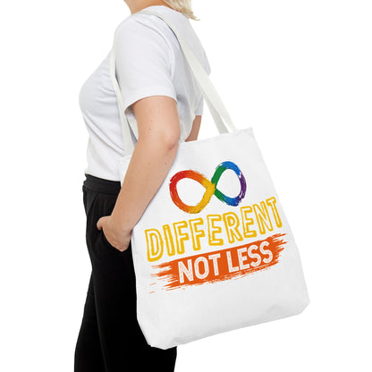 Autism Pride Tote Bag — "Different Not Less" Rainbow Infinity Reusable Shopper