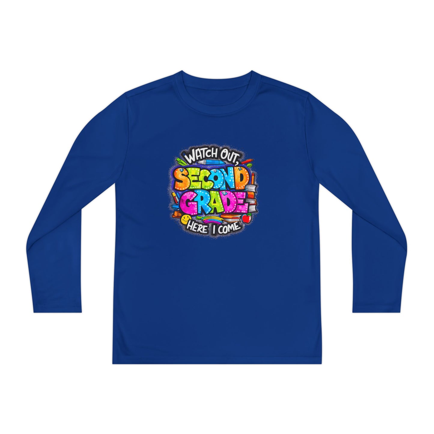 Second Grade Long Sleeve Tee — "Watch Out Second Grade Here I Come" Youth Shirt