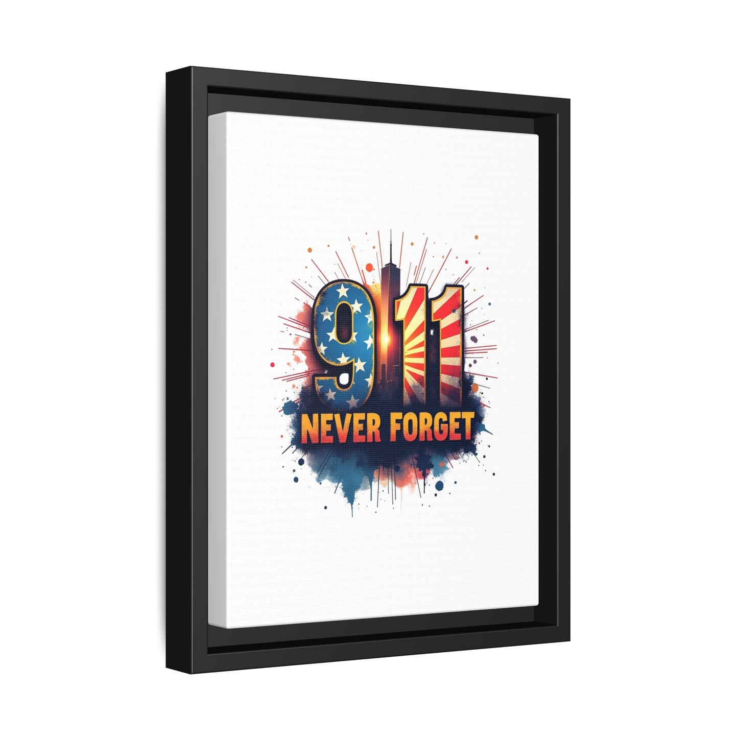 Framed Canvas Wall Art — “9·11 Never Forget” Memorial Print