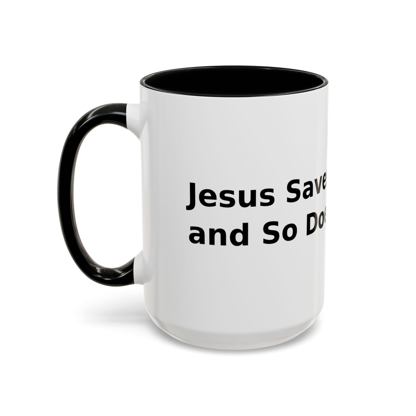 Accent Coffee Mug — “Faith + Medicine: Insulin Saves” Black-Accent Mug (11/15 oz)