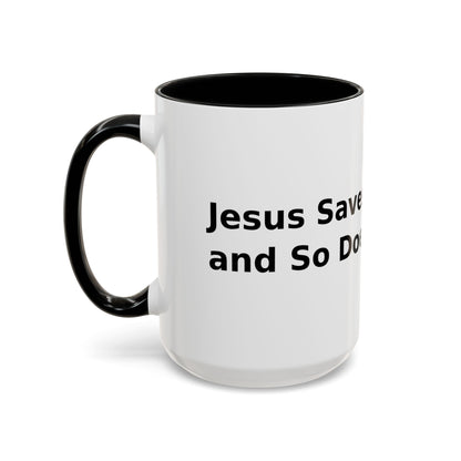 Accent Coffee Mug — “Faith + Medicine: Insulin Saves” Black-Accent Mug (11/15 oz)