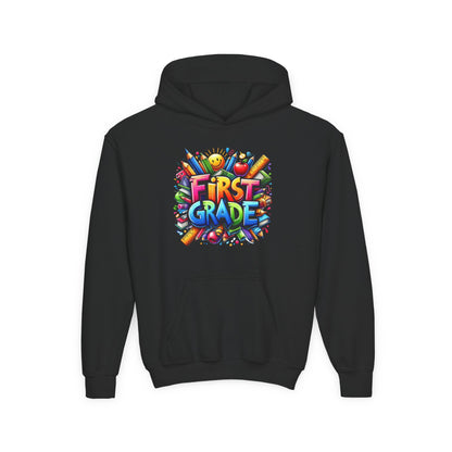 First Grade Kids Hoodie – Colorful Back-to-School Sweatshirt
