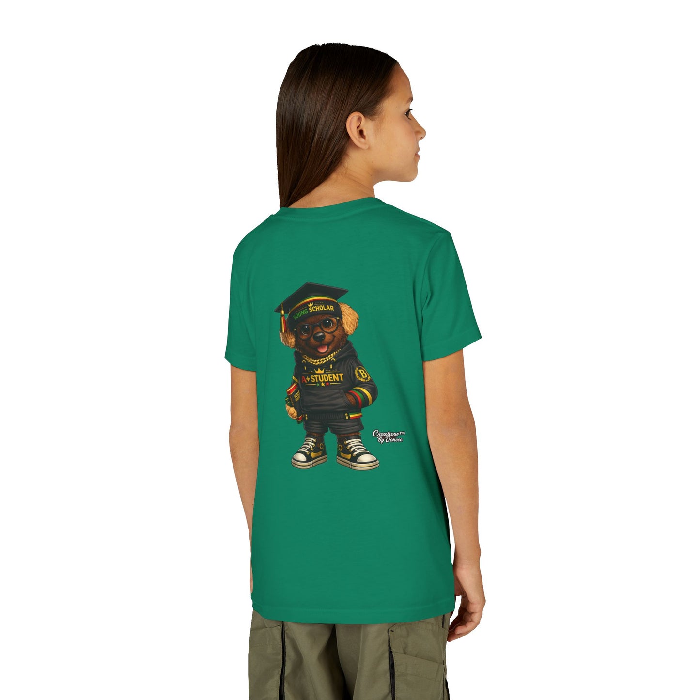 Youth Tee — Scholar Student Bear Graduation Graphic