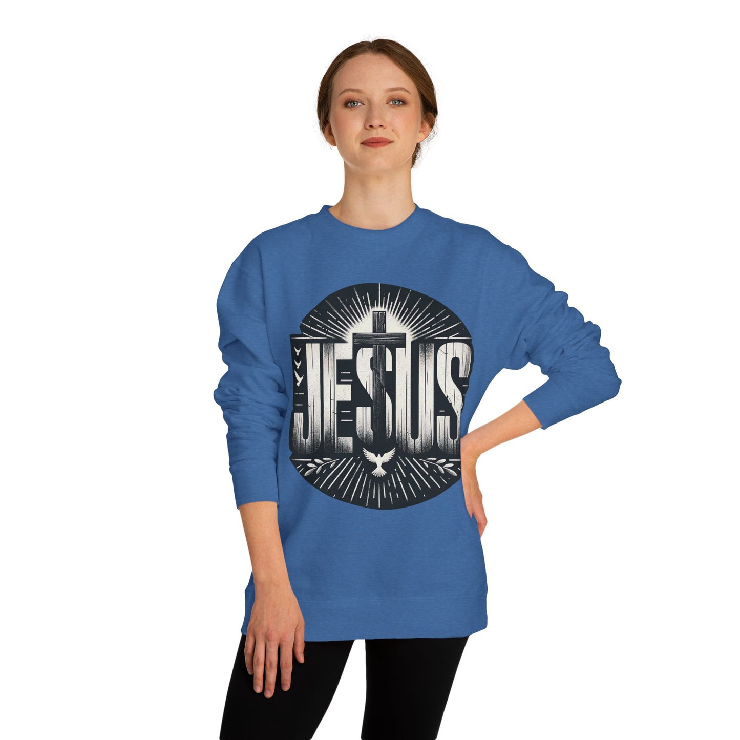 Jesus Graphic Sweatshirt — Vintage Religious Cross & Lamb Crewneck