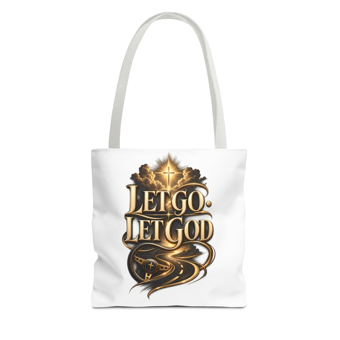 Let Go Let God Inspirational Tote Bag — Christian Faith Prayer Gift