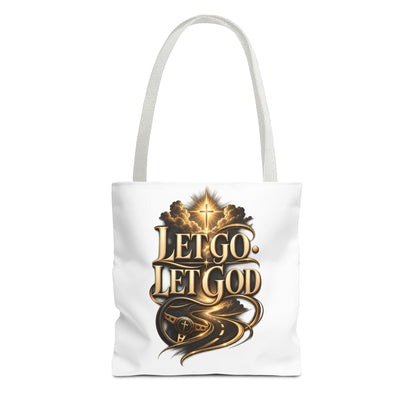 Let Go Let God Inspirational Tote Bag — Christian Faith Prayer Gift