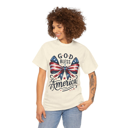 God Bless America T-Shirt — Patriotic USA Bow Fourth of July Tee