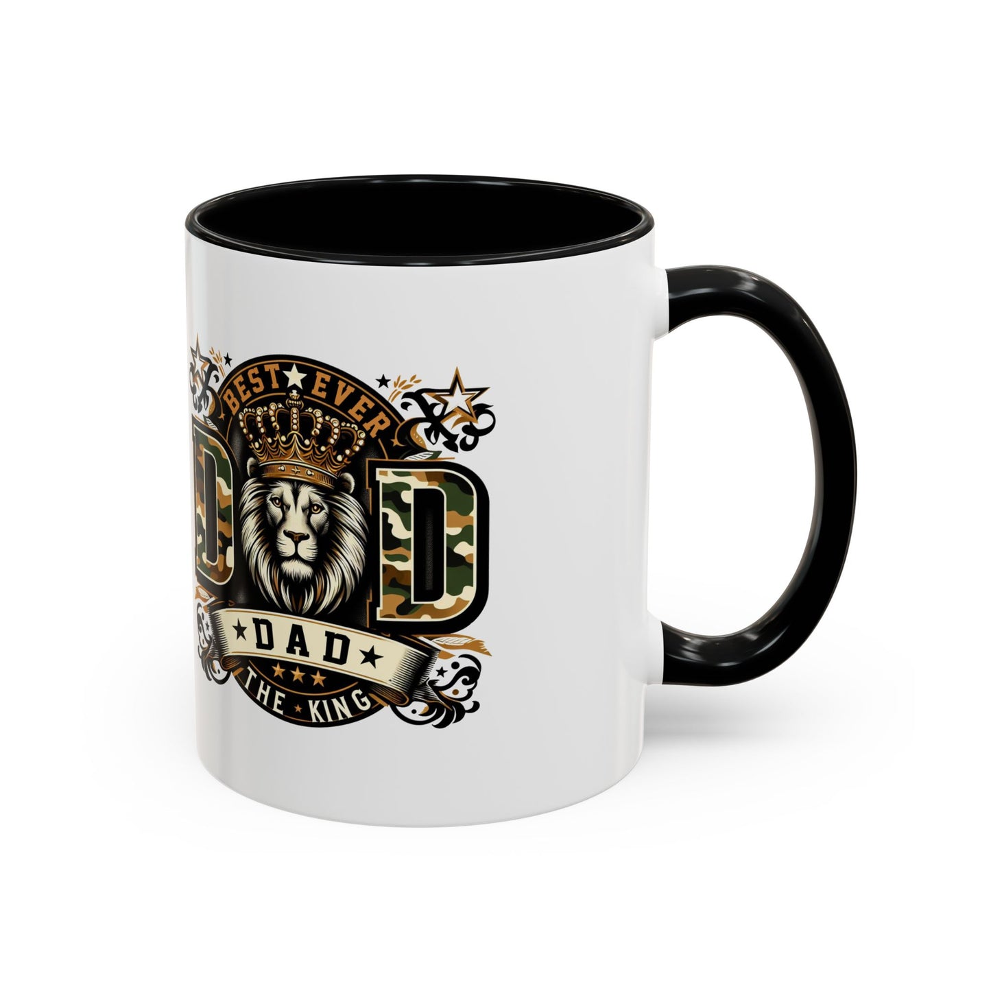 Dad Coffee Mug — "Best Ever Dad" Lion Crest Accent Mug (11/15oz)
