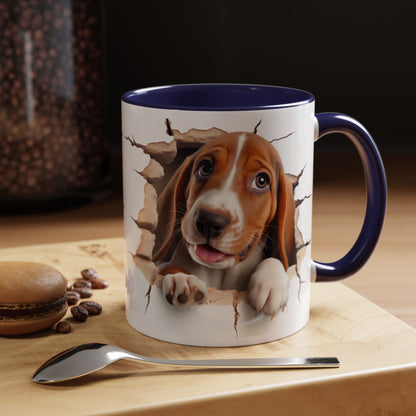 Basset Hound Peekaboo Accent Coffee Mug — Cute Dog Lover Gift (11/15 oz)