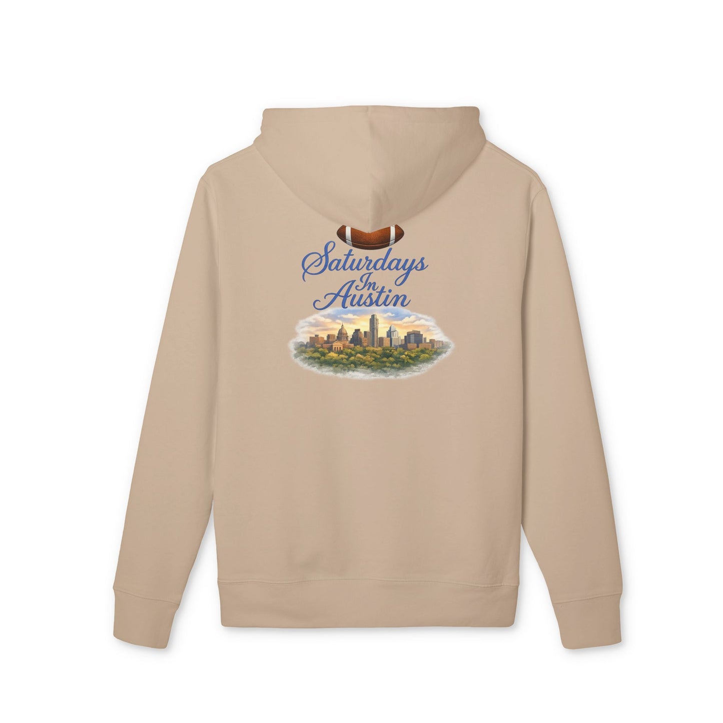 Saturdays in Austin Hoodie — Austin Skyline & Coffee Graphic