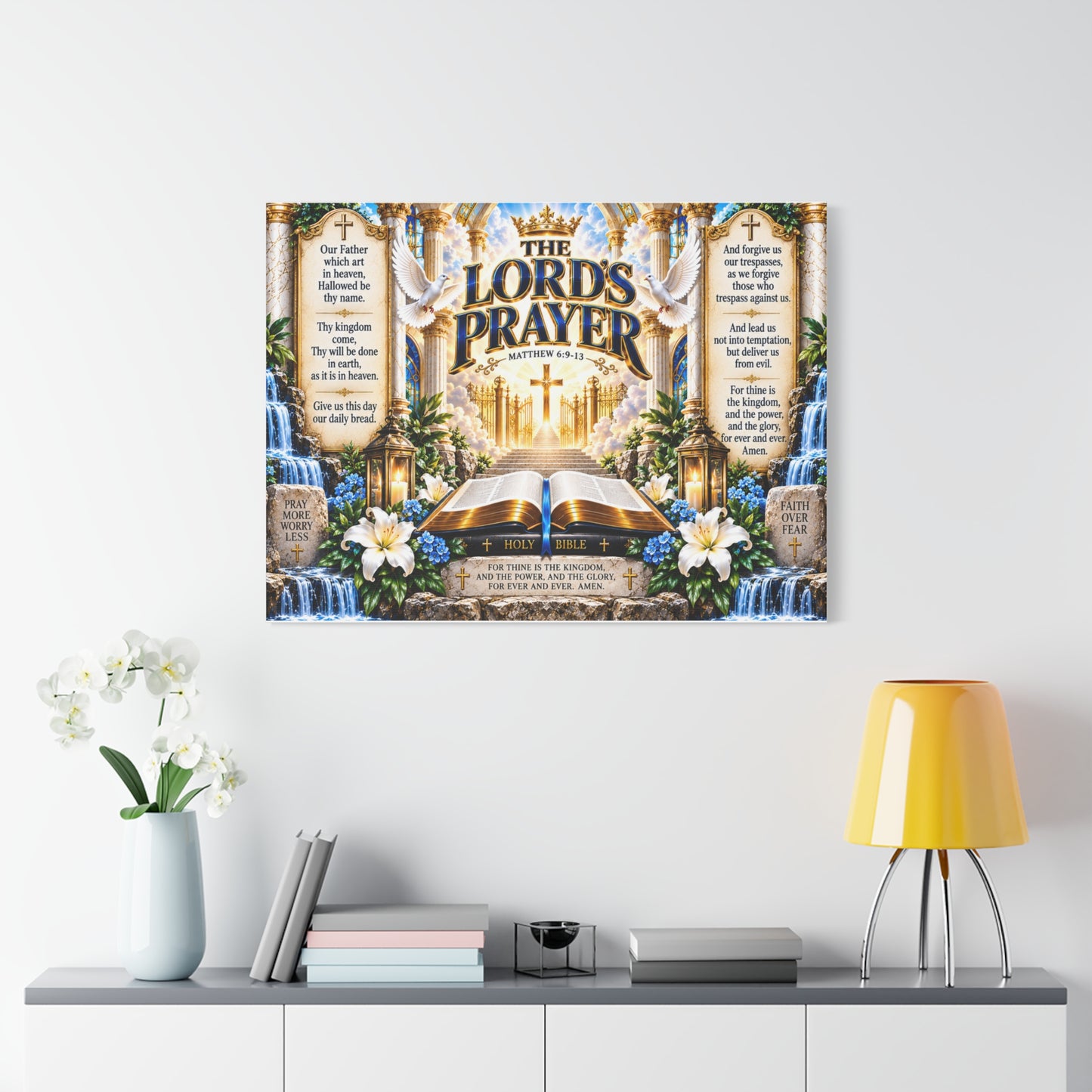 The Lord’s Prayer Canvas Wall Art — Religious Scripture Bible Verse Decor