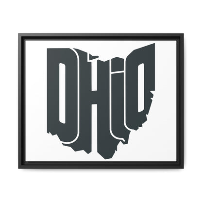 Ohio State Silhouette Matte Framed Canvas — Modern State Wall Art