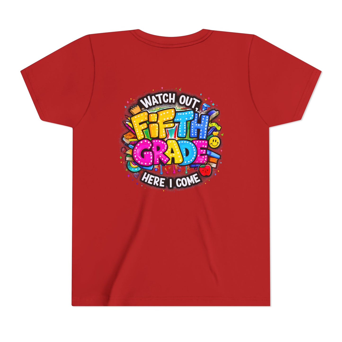 Fifth Grade T‑Shirt for Kids - "Watch Out Fifth Grade Here I Come" Back-to-School Tee