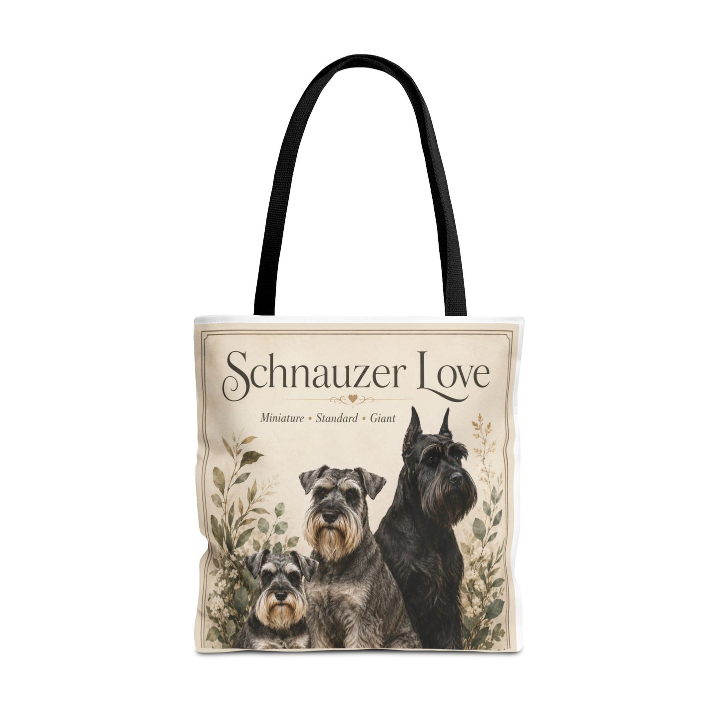 Schnauzer Love Tote Bag — Illustrated Dog Portraits, Miniature Standard Giant