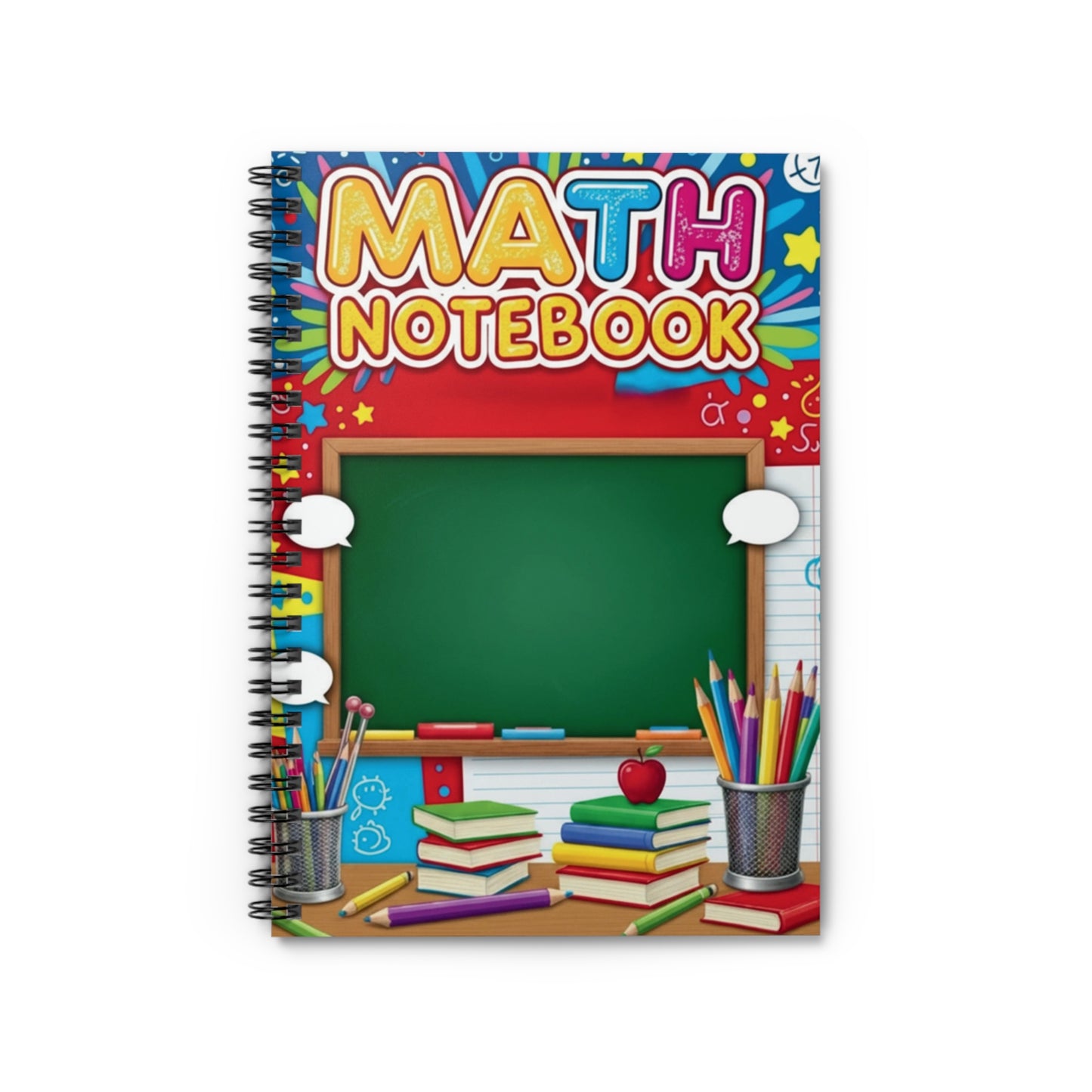 Math Notebook Spiral Ruled - Colorful School Journal for Kids