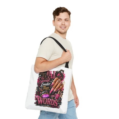 Nails Speak Louder Than Words Tote Bag – Glam Nail Technician Gift