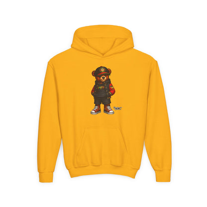 Youth Bear Hoodie — Streetwear Teddy Bear Graphic Pullover