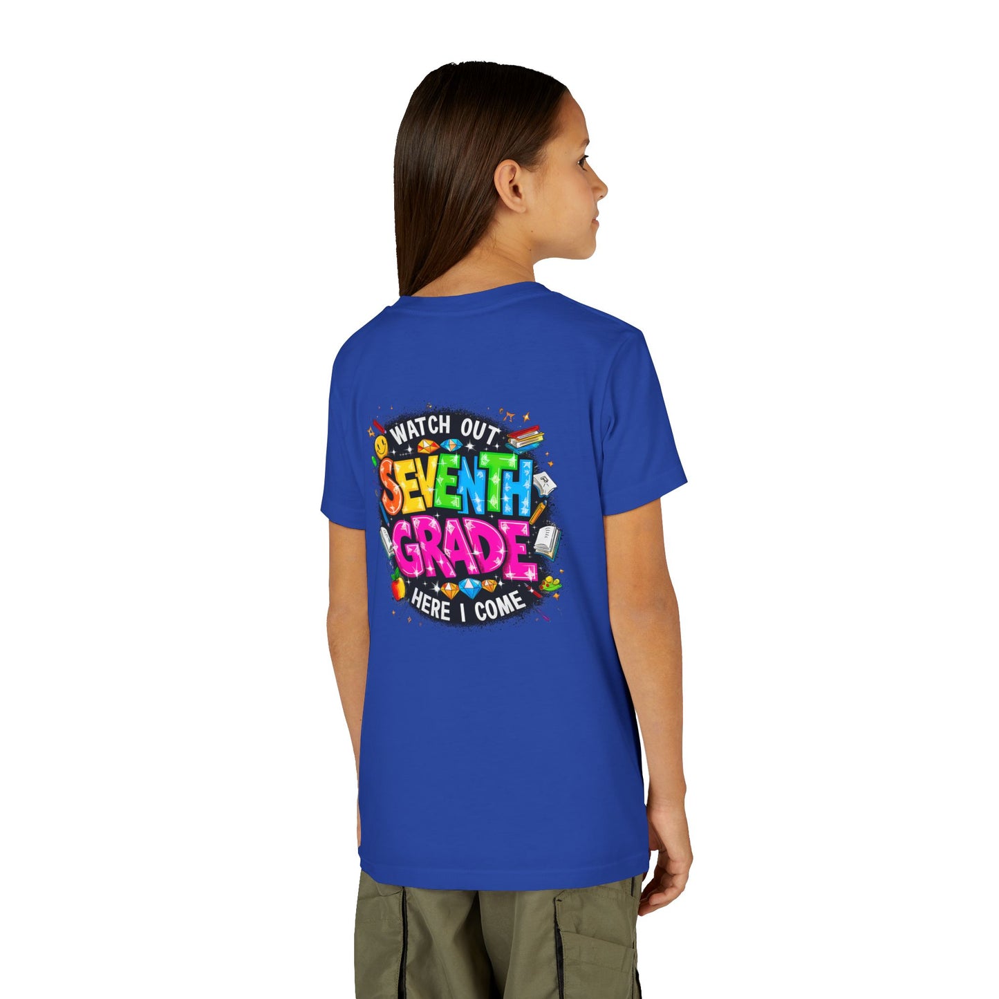 Seventh Grade Kids T-Shirt – “Watch Out Seventh Grade Here I Come” Back-to-School Tee