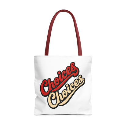 Choices Retro Script Tote Bag — Vintage Two-Tone Typography Canvas Tote