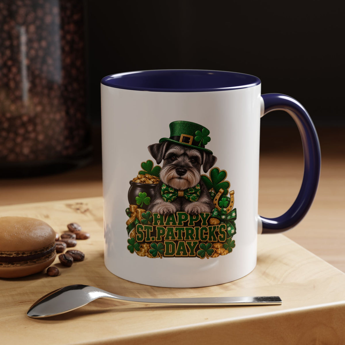 St. Patrick's Day Schnauzer Coffee Mug – Happy St. Patrick's Day Accent Mug