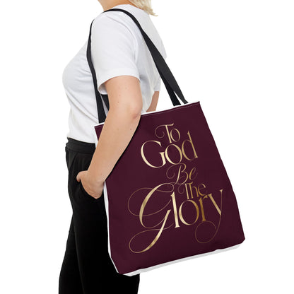 To God Be The Glory Burgundy Tote Bag — Inspirational Christian Scripture Tote