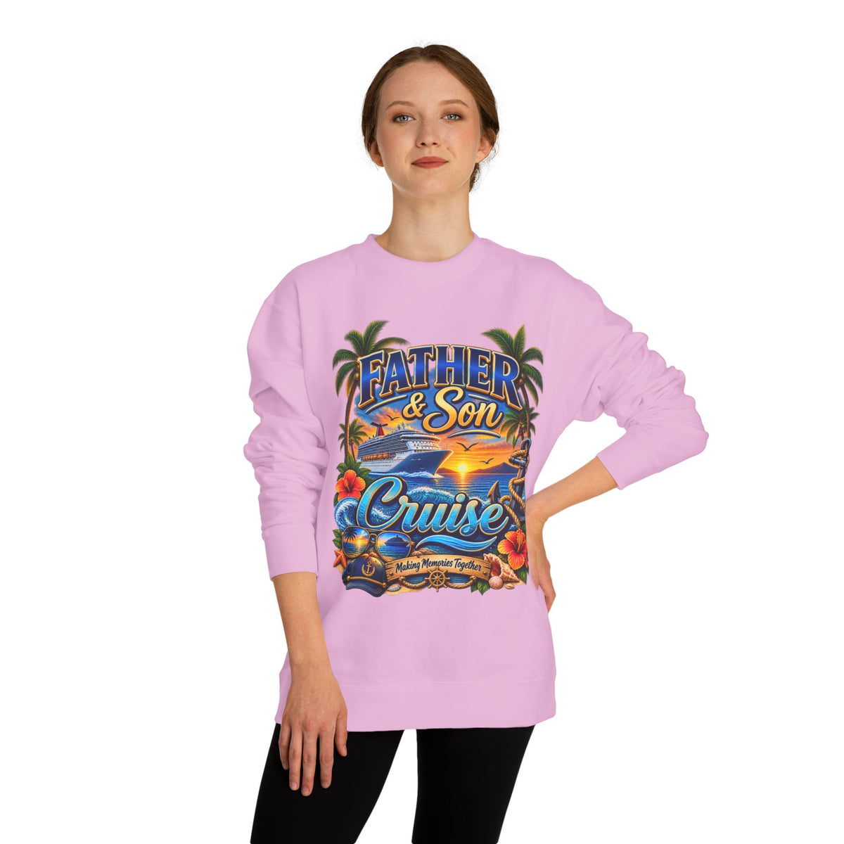 Father & Son Cruise Sweatshirt – Tropical Beach Boat Design